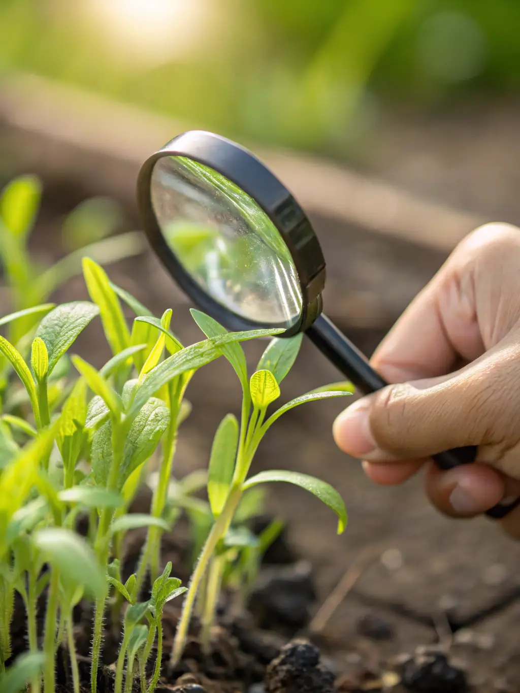 A close-up shot of wrinkled hands gently holding a seedling, symbolizing growth and nurturing in caregiving.